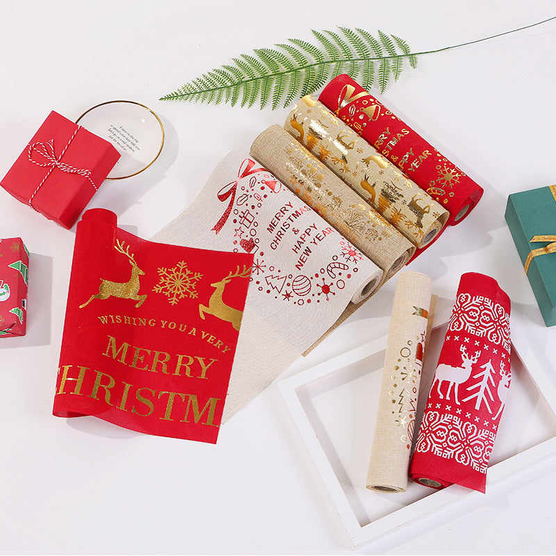 Wholesale Christmas Fine Linen Printed Foil Tablecloths
